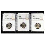 1951-S &1950-D MS66, 1949-D MS65 JEFFERSON 5C NGC