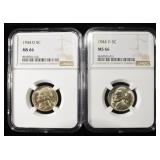 (2) 1944-D JEFFERSON NICKELS NGC MS 66