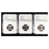 1950-D MS65 & (2) 1950-D MS66 JEFFERSON 5C NGC