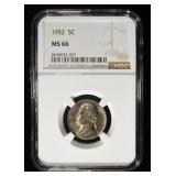 1952 JEFFERSON NICKEL NGC MS 66