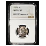 1950-D JEFFERSON NICKEL NGC MS66+ 5FS