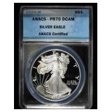 2004-W AMERICAN SILVER EAGLE ANACS PR70
