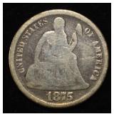 1875-CC SEATED LIBERTY DIME