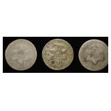 (3) 1852 3-CENT SILVER PIECES