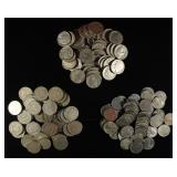 (50) STEEL CENTS, (40) V-NICKELS & (40) BUFFALO 5C