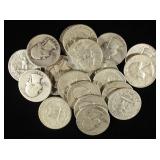 (20) 90% SILVER WASHINGTON QUARTERS