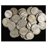 (50) 90% SILVER MERCURY DIMES