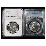 (2) 1963 FRANKLIN HALF DOLLAR NGC & PCGS MS63