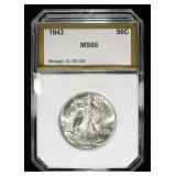 1943 WALKING LIBERTY 50C PCI SUPERB GEM BU