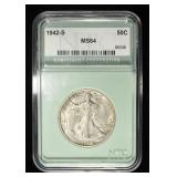 1942-S WALKING LIBERTY 50C NTC CH/GEM BU