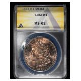 1883-O MORGAN DOLLAR ANACS MS63