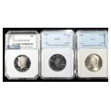 (3) GRADED KENNEDY HALF DOLLARS