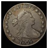1806 DRAPED BUST HALF DOLLAR XF