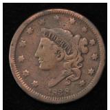 1838 CORONET HEAD LARGE CENT VF