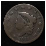 1828 CORONET HEAD LARGE CENT VG