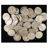 (50) 90% SILVER MERCURY DIMES