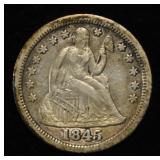 1845 LIBERTY SEATED DIME XF