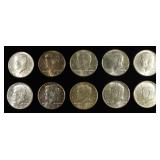 (10) 90% SILVER KENNEDY HALF DOLLARS
