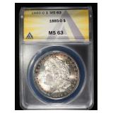 1885-O MORGAN DOLLAR ANACS MS63