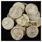 (20) 90% SILVER WASHINGTON QUARTERS