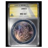 1889 MORGAN DOLLAR ANACS MS63