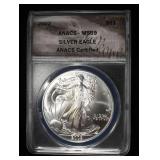 2002 AMERICAN SILVER EAGLE ANACS MS69