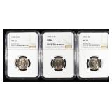 1949-D, 1950-D & 1951 JEFFERSON 5C NGC MS66