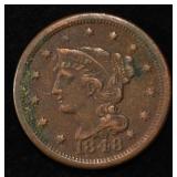 1848 BRAIDED HAIR LARGE CENT VF