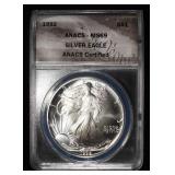 1992 AMERICAN SILVER EAGLE ANACS MS69