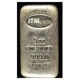 ITALPREZIOSI ITALLY 5 OZ .999 SILVER BAR