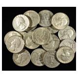 (20) 90% SILVER 1964-D WASHINGTON QUARTERS