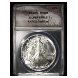 1987 AMERICAN SILVER EAGLE ANACS MS69