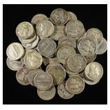 (50) 90% SILVER MERCURY DIMES