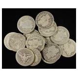 (15) 90% SILVER BARBER QUARTERS