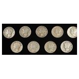 (9) 1942 MERCURY DIMES