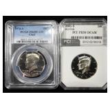 (2) PROOF KENNEDY HALF DOLLAR GRADED