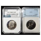 (2) GRADED KENNEDY HALF DOLLARS