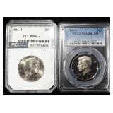 1984-D,1986-S KENNEDY HALF DOLLARS GRADED