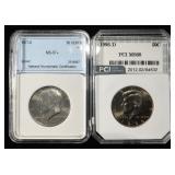 1977-D,1996-D KENNEDY HALF DOLLARS GRADED
