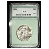 1945 WALKING LIBERTY 50C NTC SUPERB GEM BU
