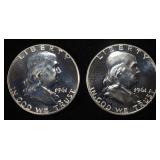 (2) 90% SILVER 1961 FRANKLIN HALF DOLLARS PROOF BU