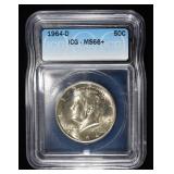 1964-D KENNEDY HALF DOLLAR ICG MS66+