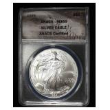 1999 AMERICAN SILVER EAGLE ANACS MS69
