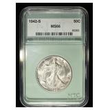 1942-S WALKING LIBERTY NTC SUPERB GEM BU