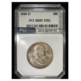 1949-D FRANKLIN HALF DOLLAR PCI SUPERB GEM BU FBL