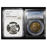 (2) 1961-D FRANKLIN HALF DOLLARS MS 64 GRADED