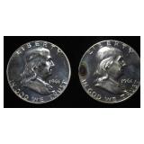(2) 1961 90% SILVER FRANKLIN HALF DOLLARS PROOF BU