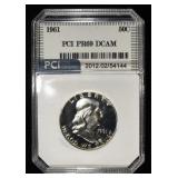 1961 FRANKLIN HALF DOLLAR PCI SUPERB GEM+ PR DCAM