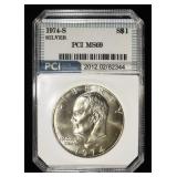 1974-S SILVER EISENHOWER DOLLAR PCI SUPERB GEM+ BU