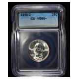 1946-D WASHINGTON QUARTER ICG MS 66+